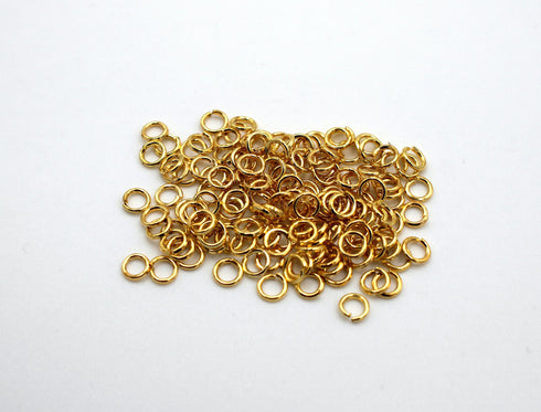50 pieces, 4mm 24k shiny gold jump rings, open jump rings, gold connector, bulk gold jump rings,